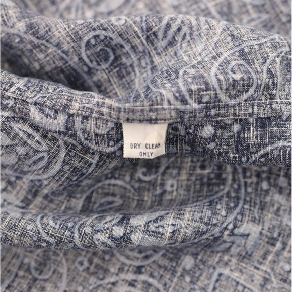 Polo Ralph Lauren Shirt Men's Large Blue Paisley Cambridge 100% Linen Vintage - Picture 4 of 4